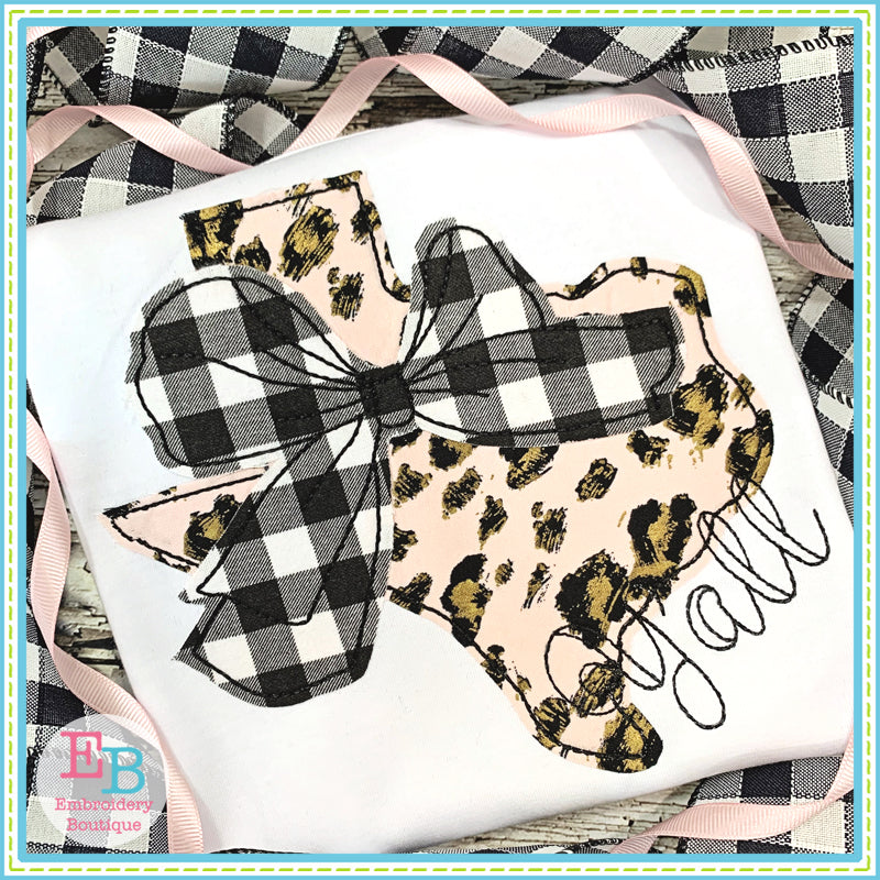 Big Bow Texas Bean Stitch Applique, Applique