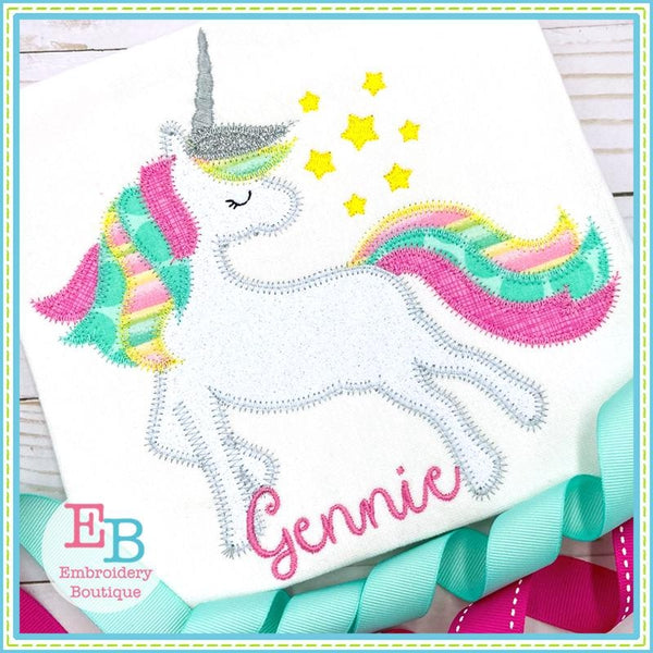 Whimsical Unicorn Zigzag Applique, Applique