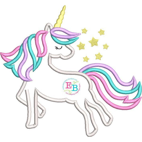 Whimsical Unicorn Satin Applique, Applique