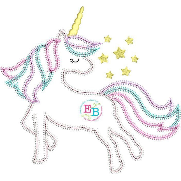 Whimsical Unicorn Zigzag Applique, Applique