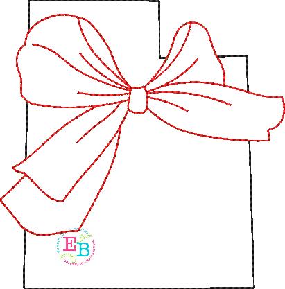 Big Bow Utah Bean Stitch Applique, Applique