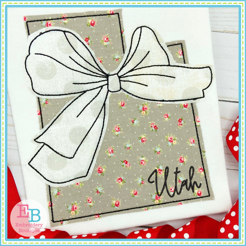 Big Bow Utah Bean Stitch Applique, Applique