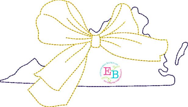 Big Bow Virginia Bean Stitch Applique, Applique
