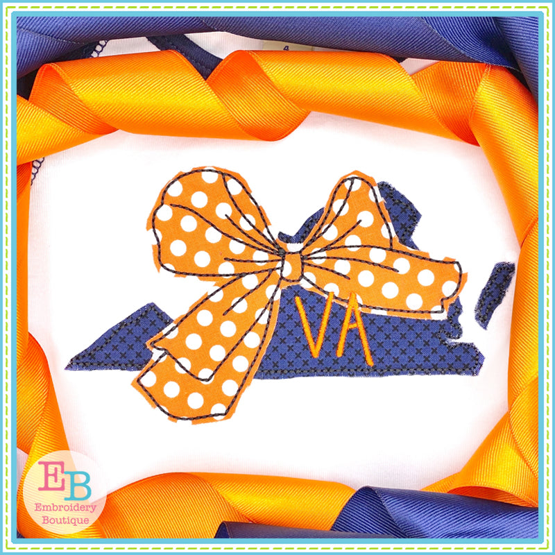 Big Bow Virginia Bean Stitch Applique, Applique