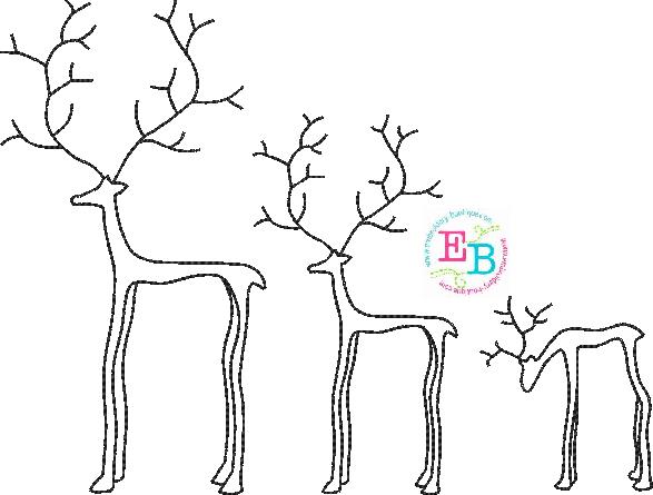 Vintage Reindeer Bean Stitch Embroidery Design, Embroidery Design