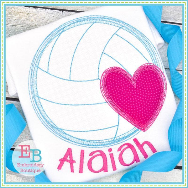 Volleyball Heart Scribble Applique, Applique