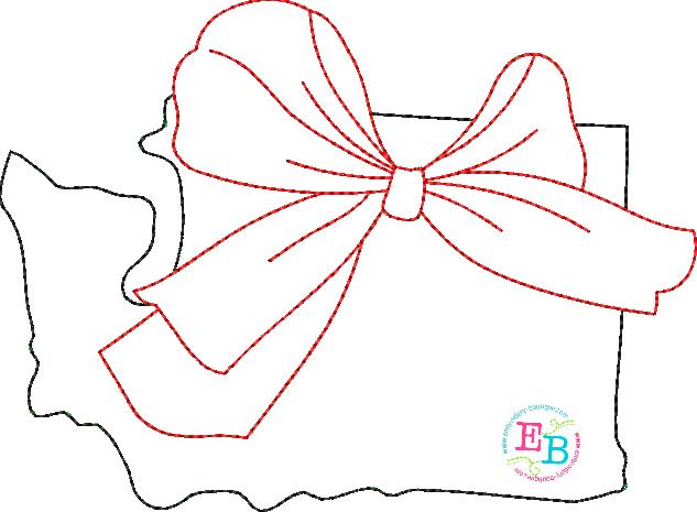 Big Bow Washington Bean Stitch Applique, Applique