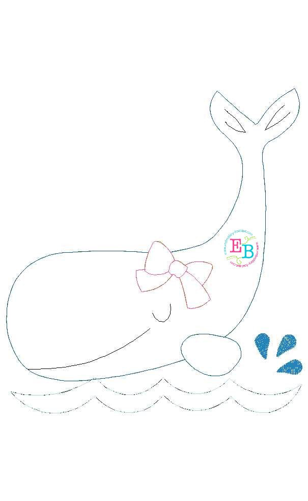 Whale 2 Girl Bean Stitch Applique, Applique