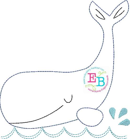 Whale 1 Bean Stitch Applique, Applique