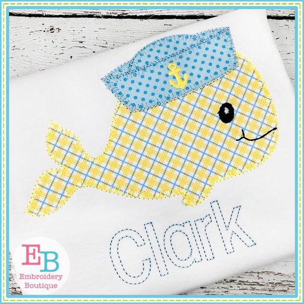 Whale Hat Blanket Stitch Applique, Applique
