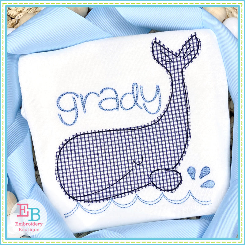 Whale 1 Bean Stitch Applique, Applique