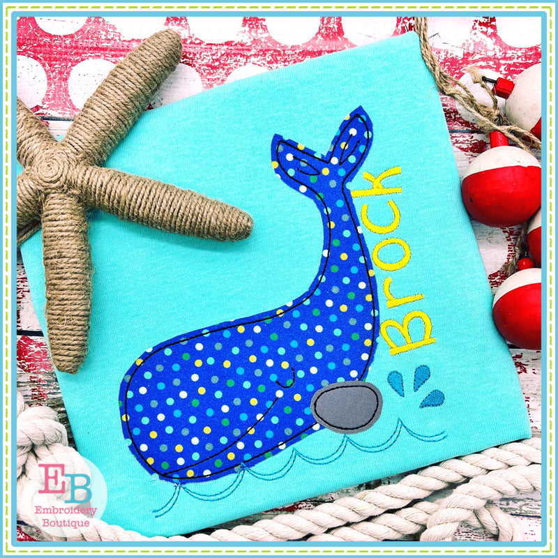 Whale 1 Bean Stitch Applique, Applique