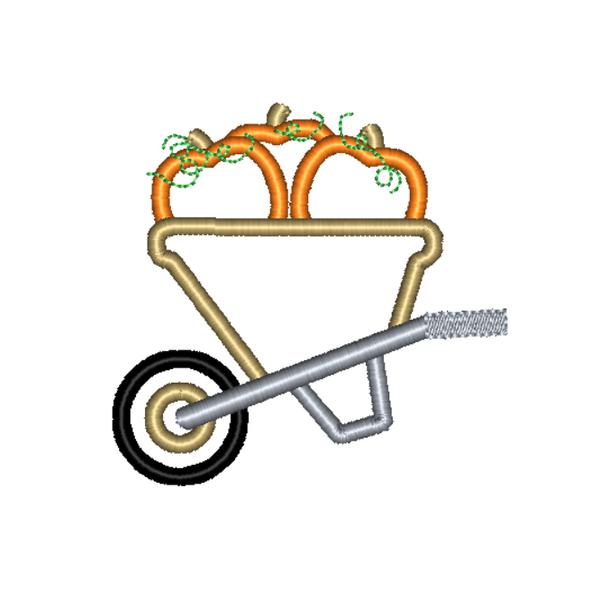 Pumpkins Wheelbarrow Applique Design, Applique