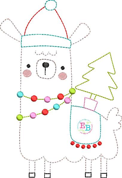 Winter Llama 2 Bean Stitch Applique, Applique