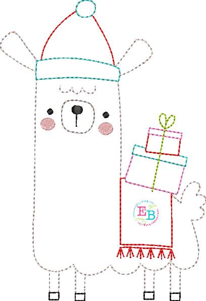 Winter Llama 3 Bean Stitch Applique, Applique