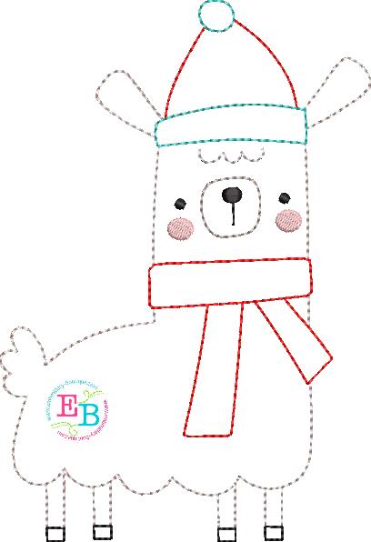 Winter Llama 1 Bean Stitch Applique, Applique