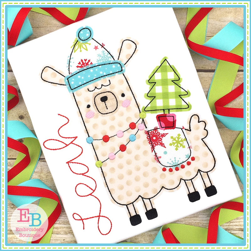 Winter Llama 2 Bean Stitch Applique, Applique