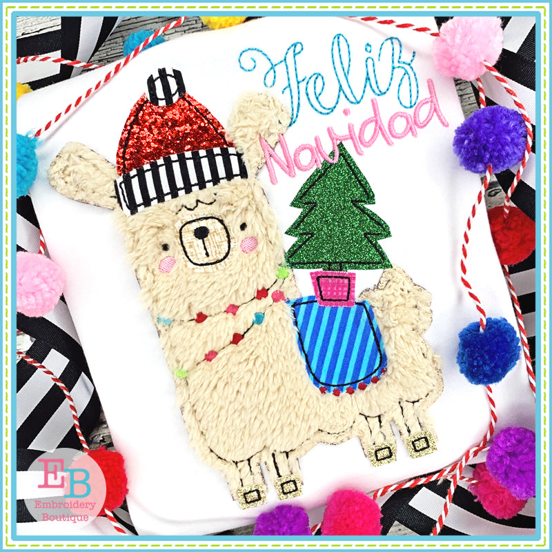 Winter Llama 2 Bean Stitch Applique, Applique