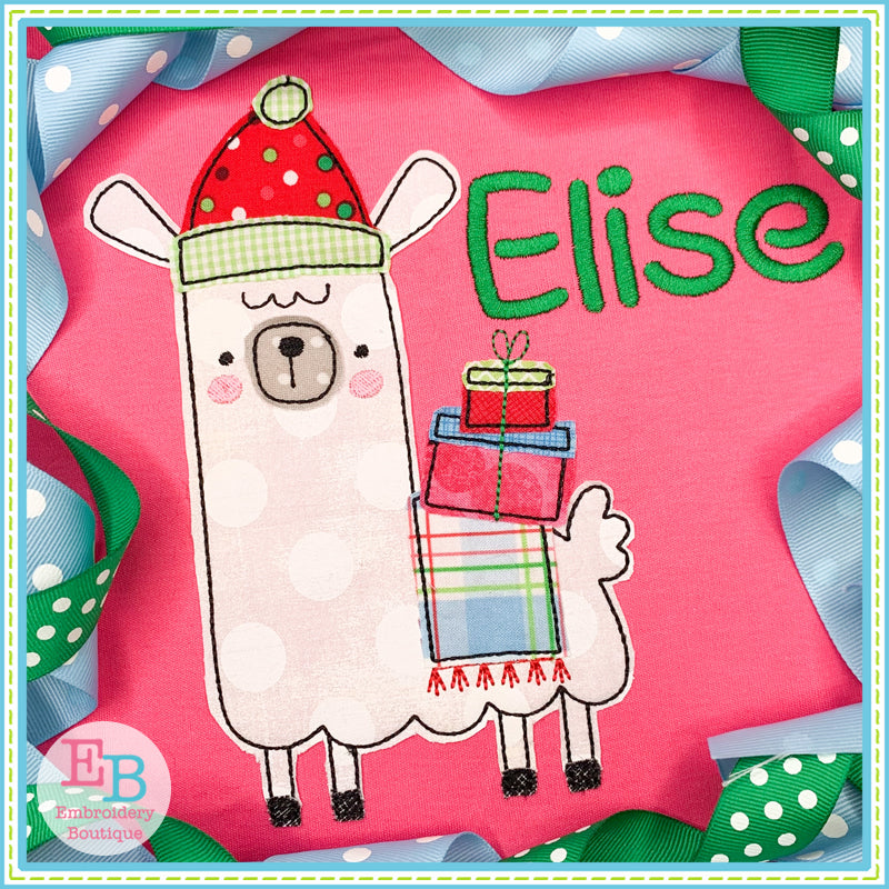 Winter Llama 3 Bean Stitch Applique, Applique