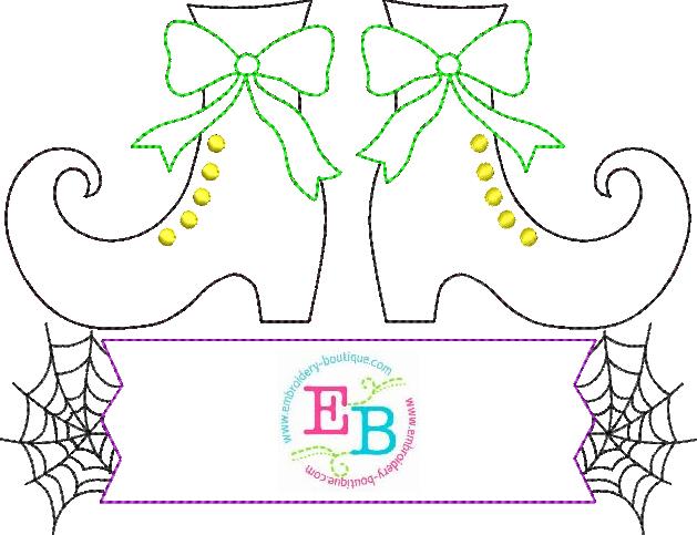 Witch Boots Bean Stitch Applique, Applique