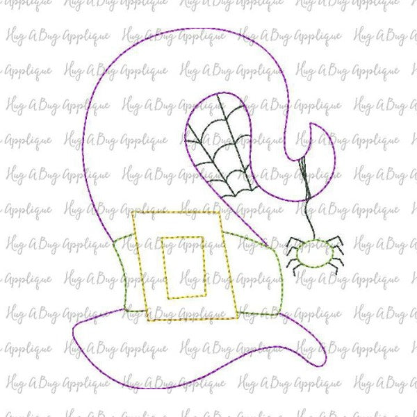 Witch Hat Spider Bean Stitch Applique Design, Applique
