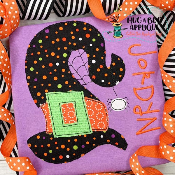 Witch Hat Spider Bean Stitch Applique Design, Applique
