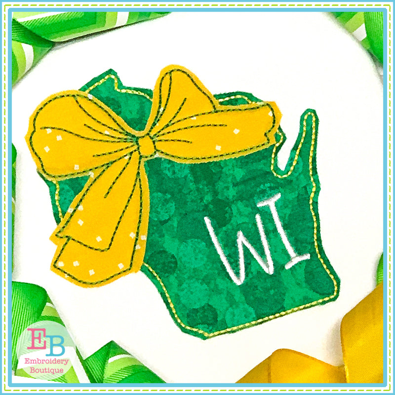 Big Bow Wisconsin Bean Stitch Applique, Applique