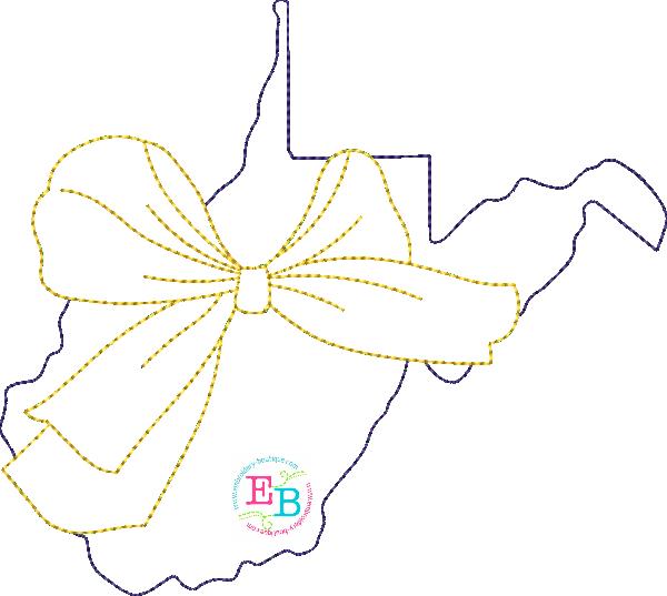 Big Bow West Virginia Bean Stitch Applique, Applique