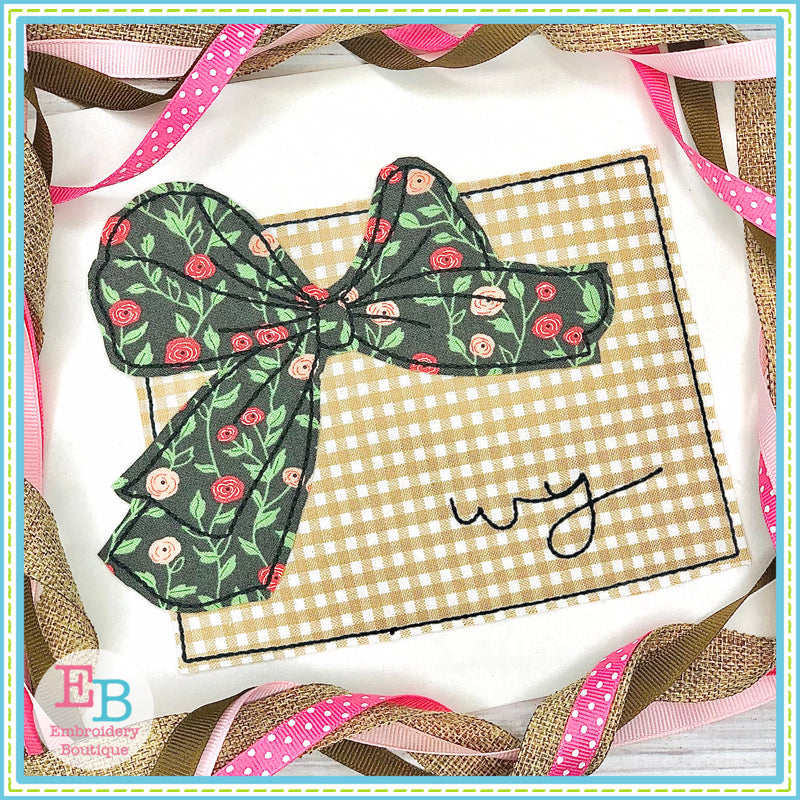 Big Bow Wyoming Bean Stitch Applique, Applique