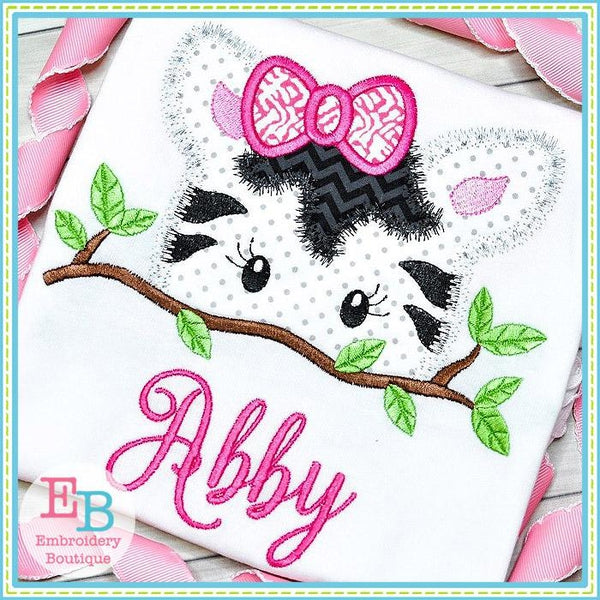 Zebra Girl Peeker Applique, Applique