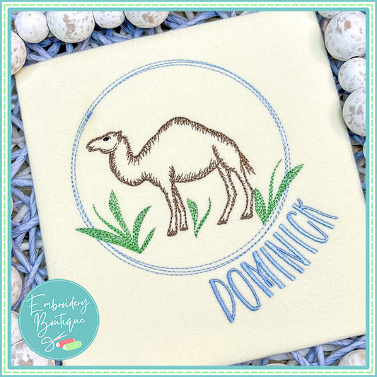 Camel Circle Watercolor Embroidery Design, Embroidery, Embroidery Boutique