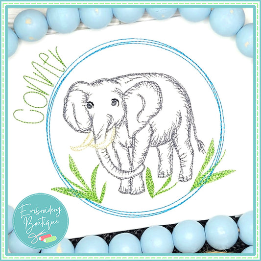 Elephant Circle Watercolor Embroidery Design, Embroidery, Embroidery Boutique