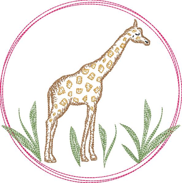 Giraffe Circle Watercolor Embroidery Design, Embroidery, Embroidery Boutique