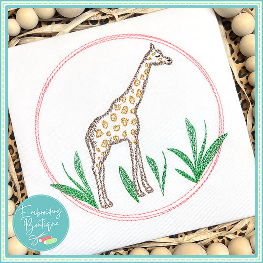 Giraffe Circle Watercolor Embroidery Design, Embroidery, Embroidery Boutique