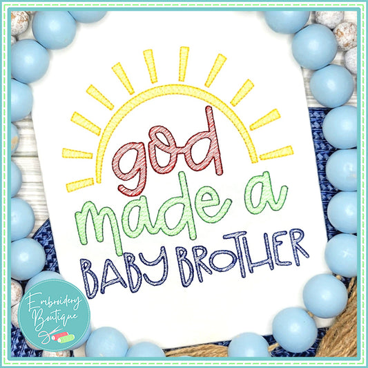 God Made Baby Brother Sun Sketch Embroidery Design, Embroidery Design, Embroidery Boutique
