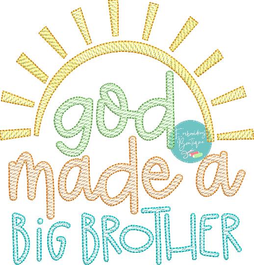 God Made Big Brother Sun Sketch Embroidery Design, Embroidery Design, Embroidery Boutique