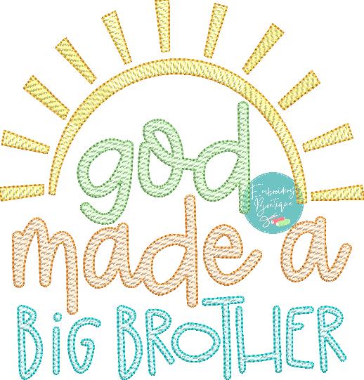 God Made Big Brother Sun Sketch Embroidery Design, Embroidery Design, Embroidery Boutique