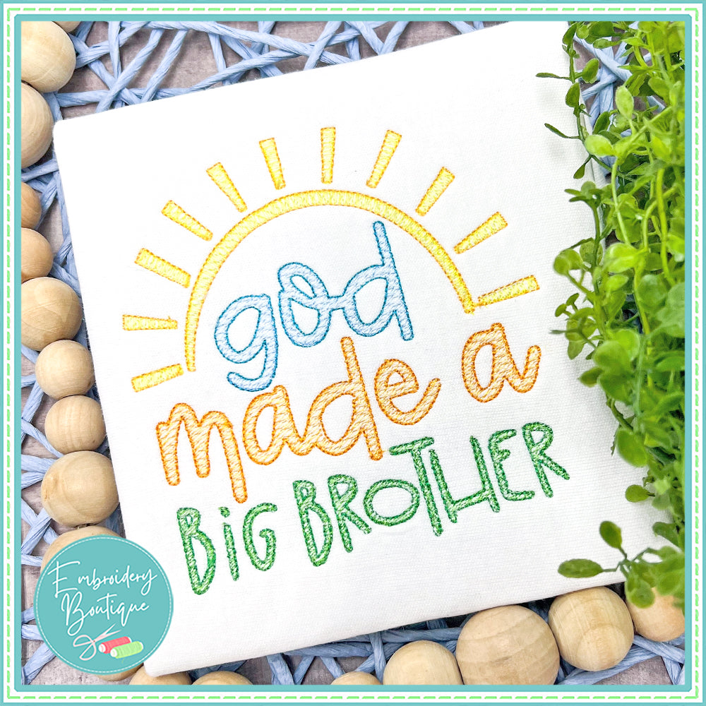 God Made Big Brother Sun Sketch Embroidery Design, Embroidery Design, Embroidery Boutique