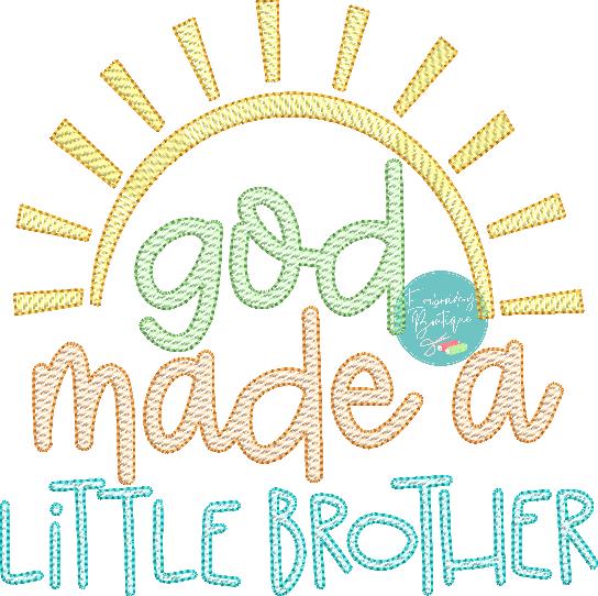 God Made Little Brother Sun Sketch Embroidery Design, Embroidery Design, Embroidery Boutique