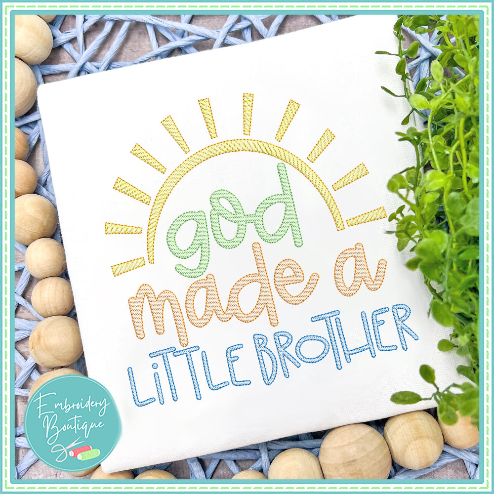 God Made Little Brother Sun Sketch Embroidery Design, Embroidery Design, Embroidery Boutique