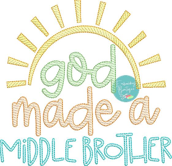 God Made Middle Brother Sun Sketch Embroidery Design, Embroidery Design, Embroidery Boutique
