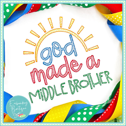 God Made Middle Brother Sun Sketch Embroidery Design, Embroidery Design, Embroidery Boutique