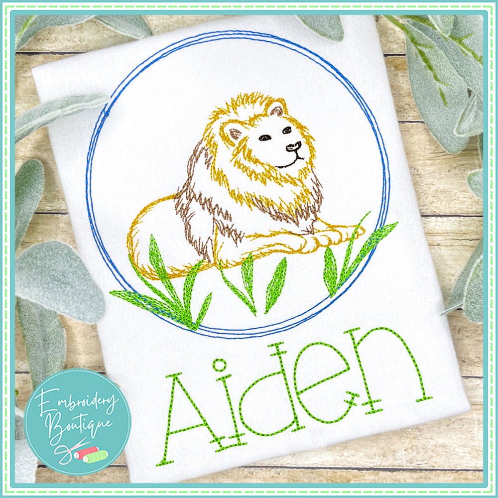 Lion Circle Watercolor Embroidery Design, Embroidery, Embroidery Boutique