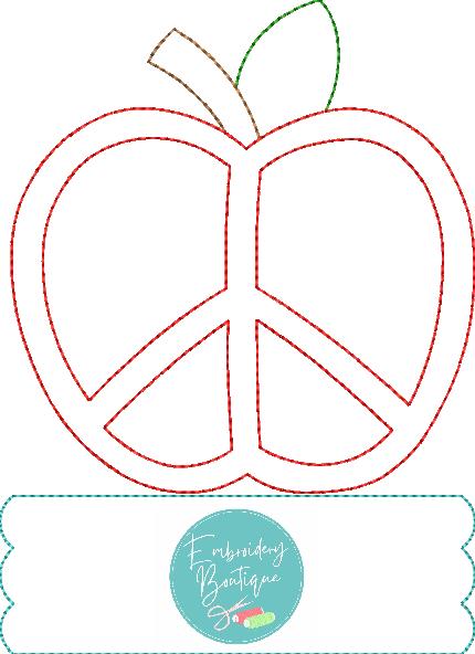 Peace Apple Banner Bean Stitch Applique, Applique, Embroidery Boutique