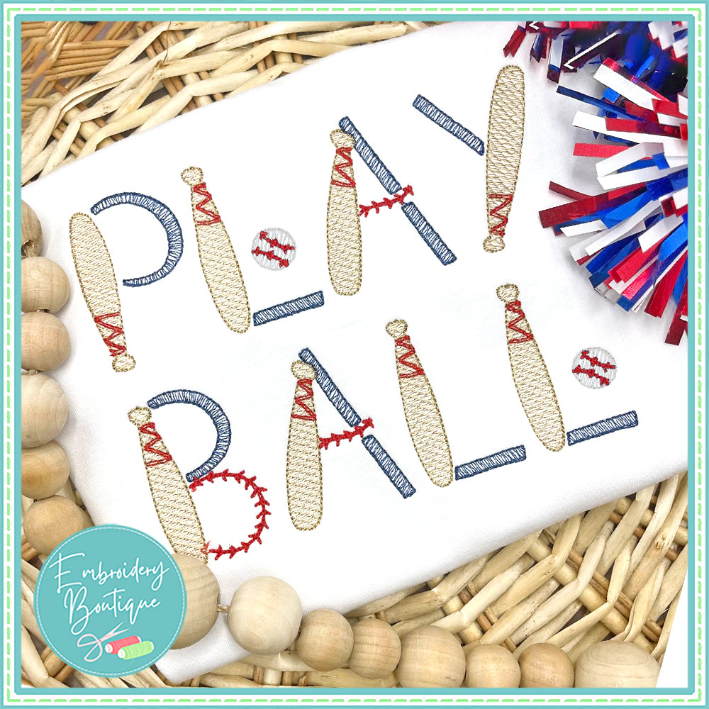 Play Ball Embroidery Alphabet, Embroidery Alphabet, Embroidery Boutique