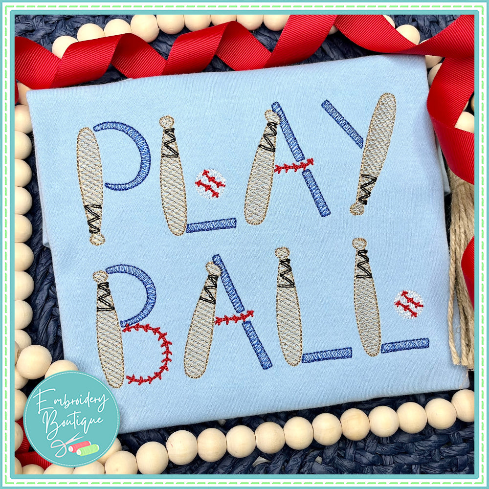 Play Ball Embroidery Alphabet, Embroidery Alphabet, Embroidery Boutique