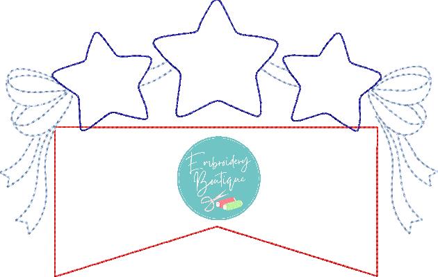 Star Bow Banner Bean Stitch Applique, Applique, Embroidery Boutique