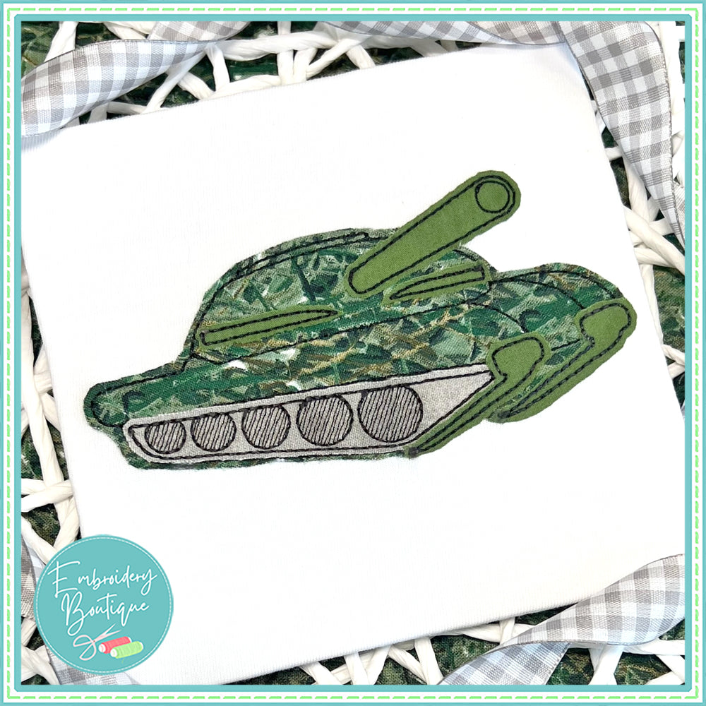 Tank Bean Stitch Applique, Applique, Embroidery Boutique