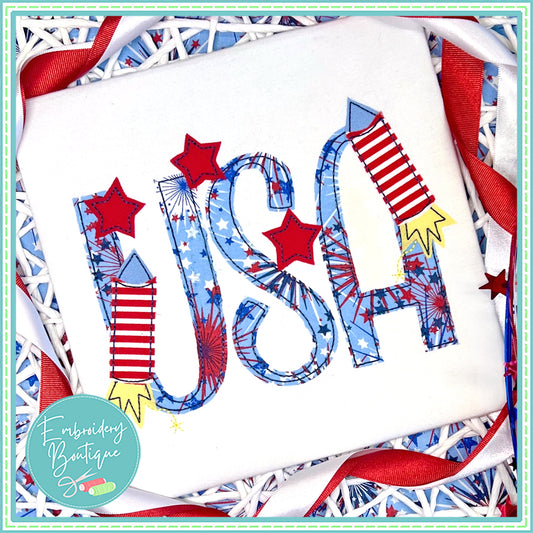 USA Fireworks Bean Stitch Applique, Applique, Embroidery Boutique
