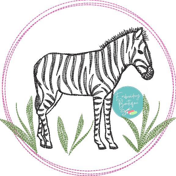 Zebra Circle Watercolor Embroidery Design, Embroidery, Embroidery Boutique